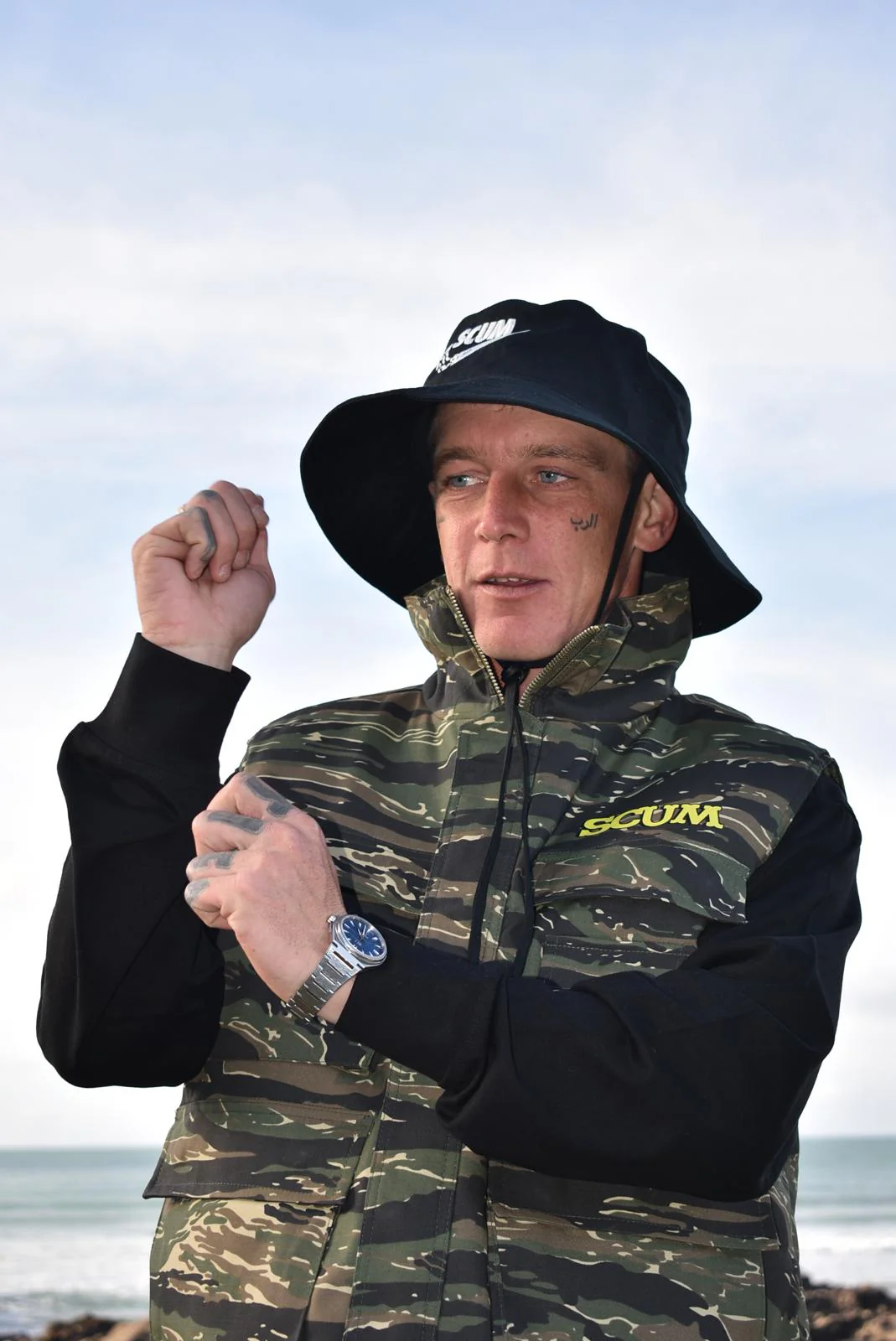 SCUM TICK NYLON WIDE BRIM BUCKET HAT - BLACK - Image 3